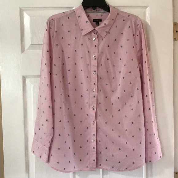 Talbots Tops - Talbots Pink & Navy Long Sleeve Shirt